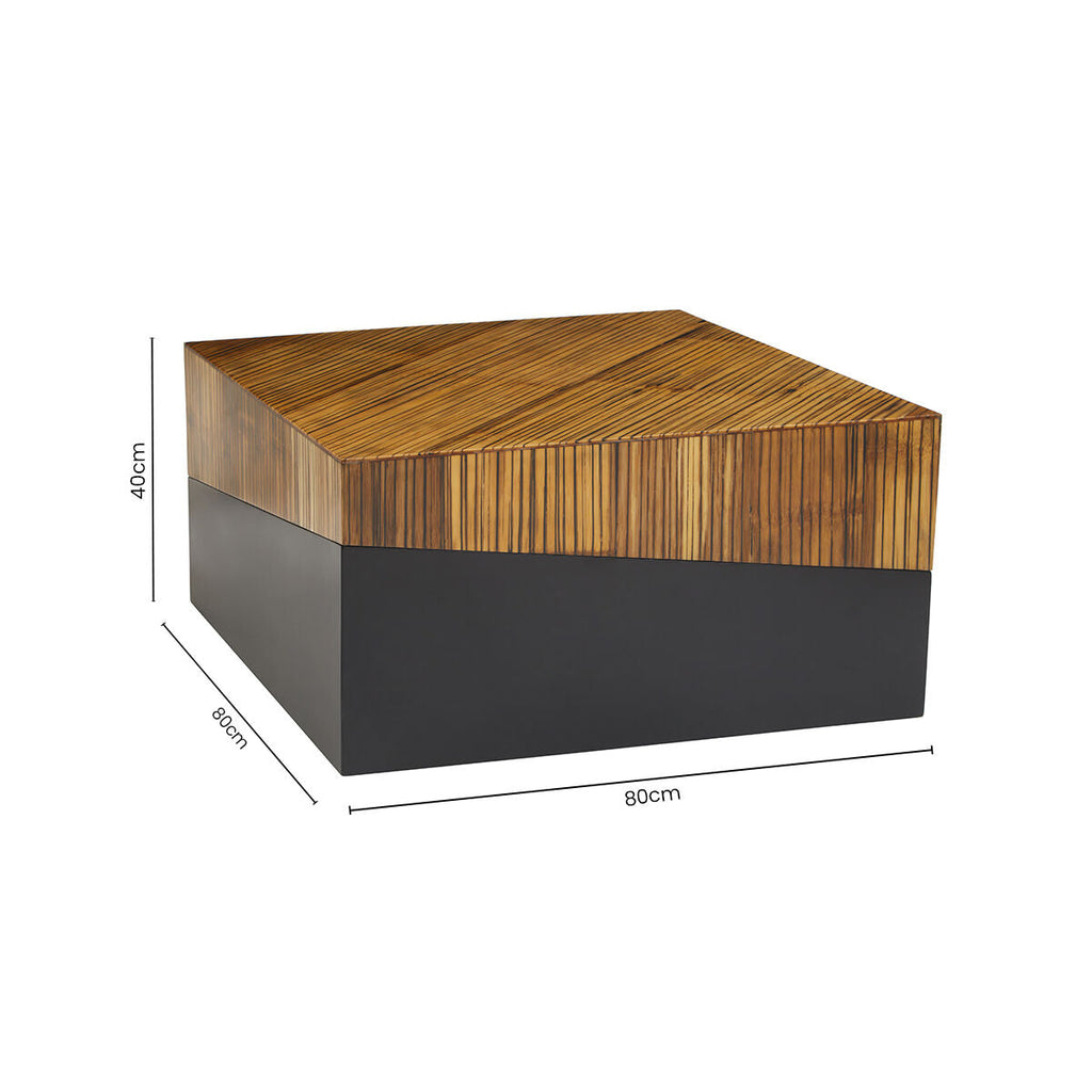 Orsina Gabor Square Bamboo Coffee Table – Two-Tone Natural & Ebony