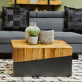 Orsina Gabor Square Bamboo Coffee Table – Two-Tone Natural & Ebony