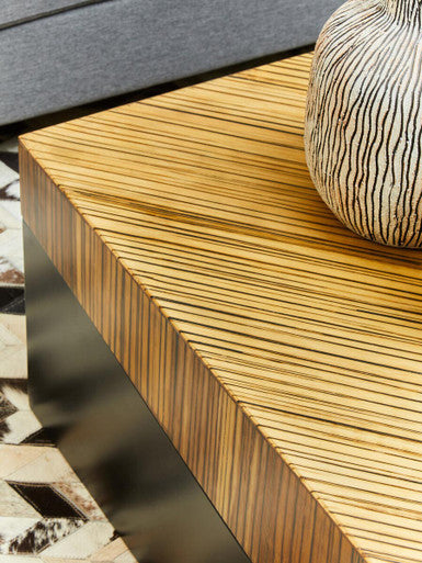 Orsina Gabor Square Bamboo Coffee Table – Two-Tone Natural & Ebony