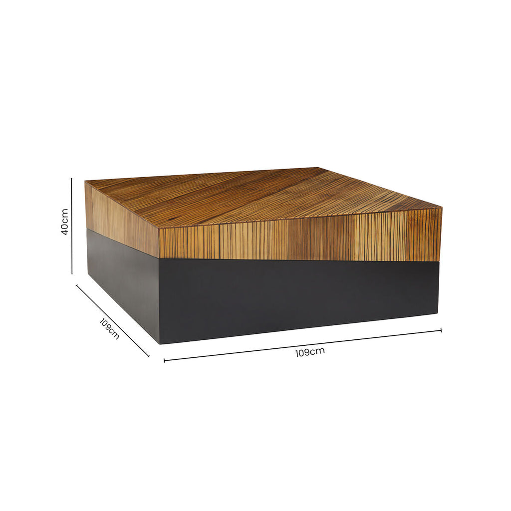 Orsina Gabor Large Square Bamboo Coffee Table – Natural & Ebony Finish