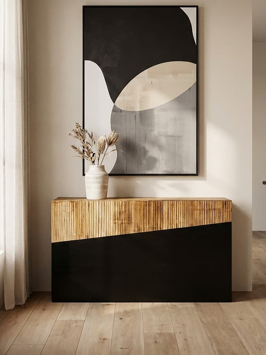 Orsina Gabor Bamboo Console Table – Two-Tone Natural & Ebony Finish