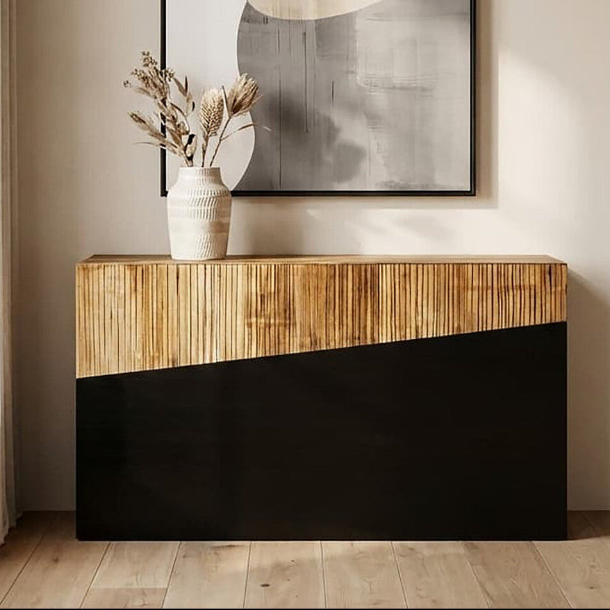 Orsina Gabor Bamboo Console Table – Two-Tone Natural & Ebony Finish