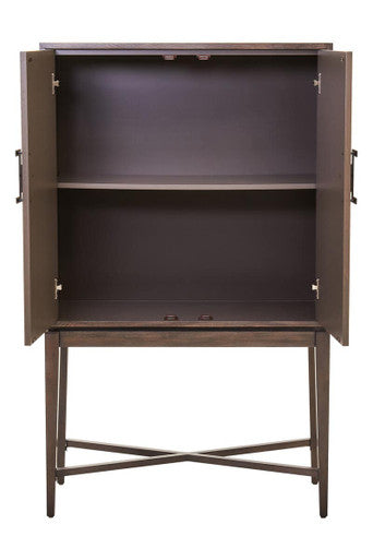 Orsina Dimaro Antique Grey Cabinet – Elm Wood 2-Door Storage Sideboard