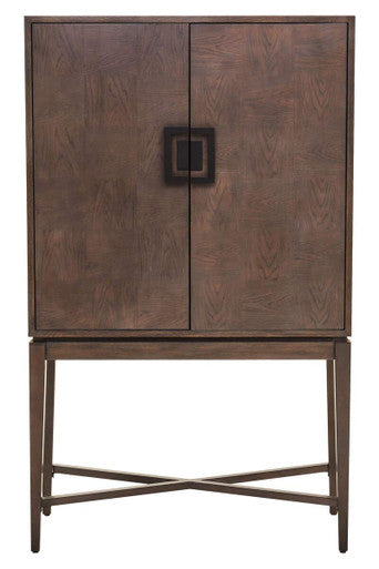 Orsina Dimaro Antique Grey Cabinet – Elm Wood 2-Door Storage Sideboard