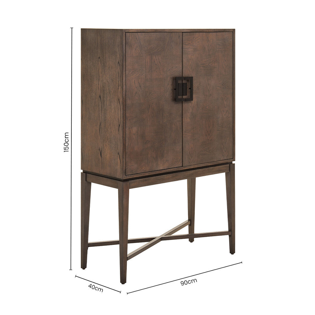 Orsina Dimaro Antique Grey Cabinet – Elm Wood 2-Door Storage Sideboard