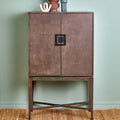 Orsina Dimaro Antique Grey Cabinet – Elm Wood 2-Door Storage Sideboard