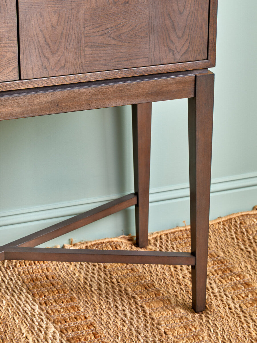Orsina Dimaro Antique Grey Cabinet – Elm Wood 2-Door Storage Sideboard