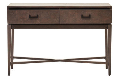 Orsina Dimaro Antique Grey 2-Drawer Console Table | Slim Hallway Desk