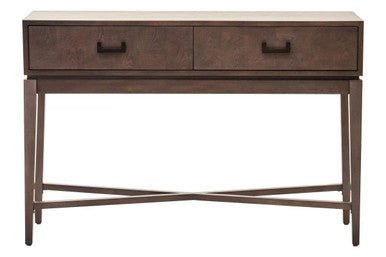 Orsina Dimaro Antique Grey 2-Drawer Console Table | Slim Hallway Desk
