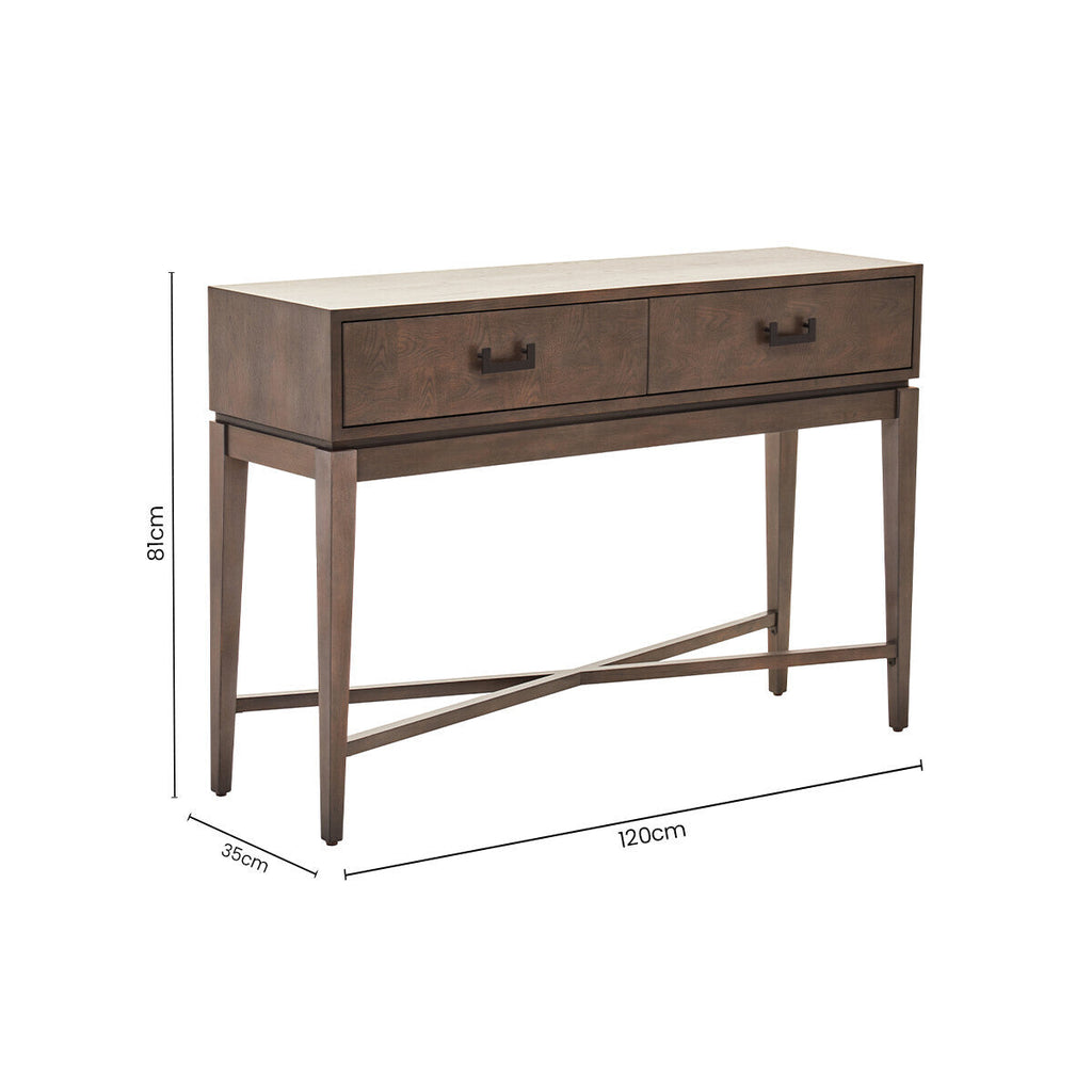 Orsina Dimaro Antique Grey 2-Drawer Console Table | Slim Hallway Desk