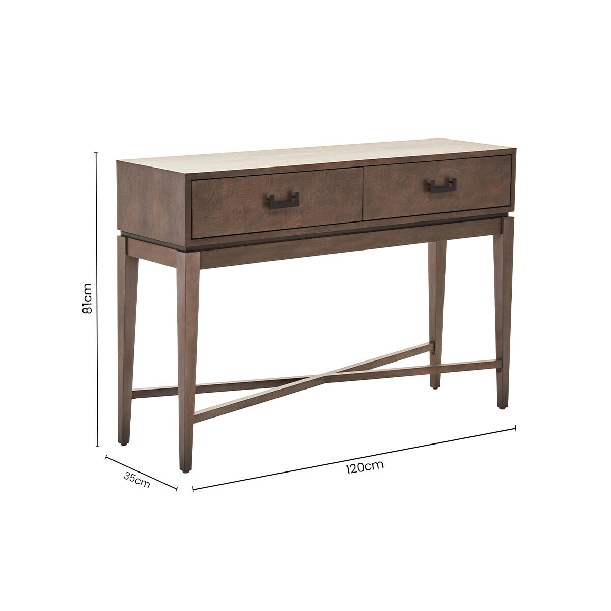 Orsina Dimaro Antique Grey 2-Drawer Console Table | Slim Hallway Desk