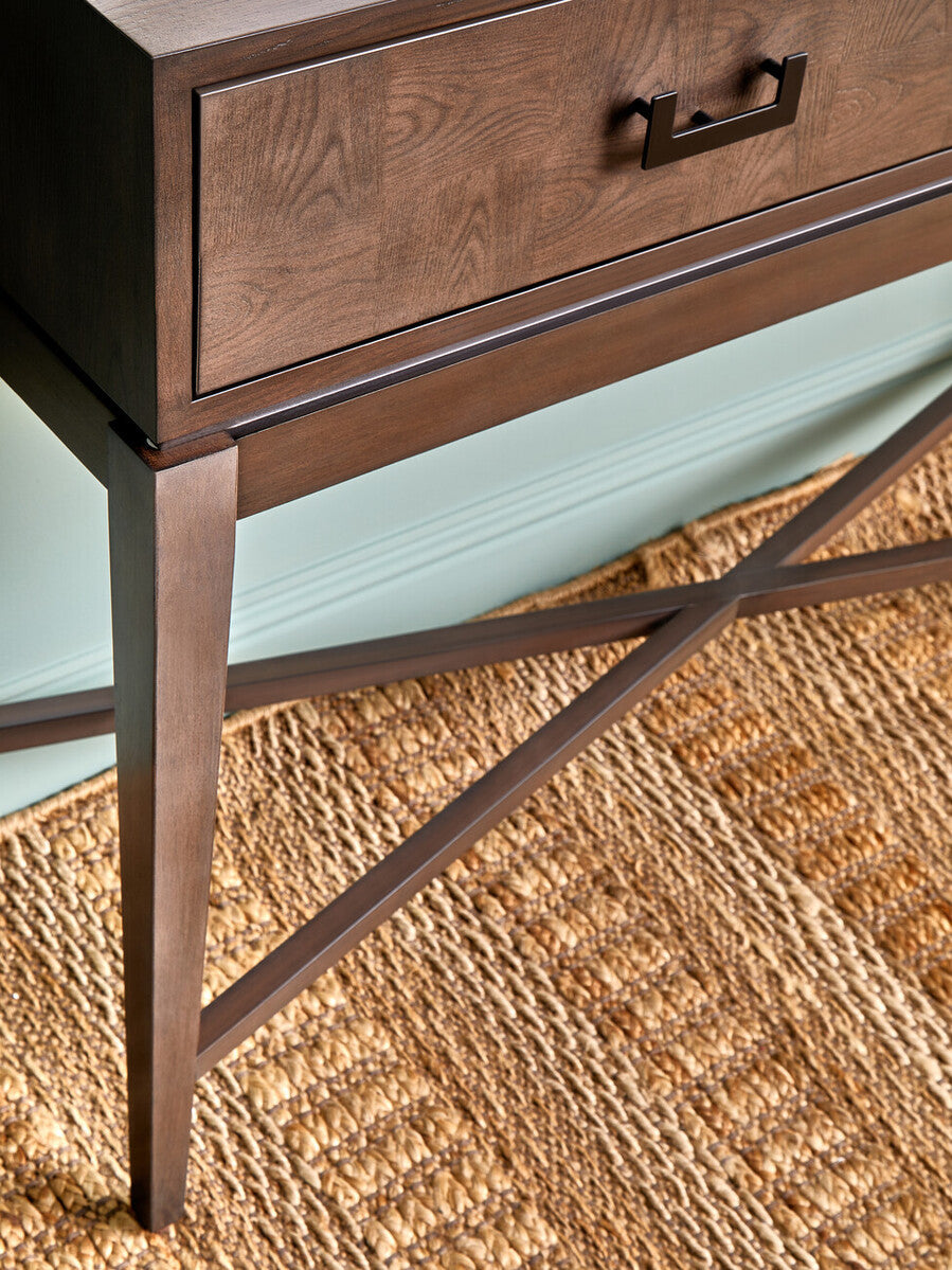 Orsina Dimaro Antique Grey 2-Drawer Console Table | Slim Hallway Desk