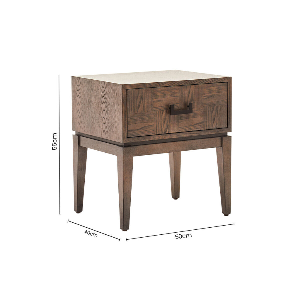 Orsina Dimaro Antique Grey 1-Drawer Side Table with Wooden Legs