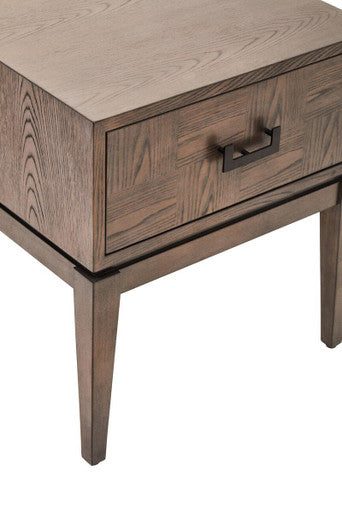 Orsina Dimaro Antique Grey 1-Drawer Side Table with Wooden Legs