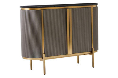 Orsina Dervio Grey 2-Door Sideboard with Black Marble Top & Fluting
