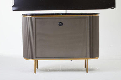 Orsina Dervio Grey 2-Door Sideboard with Black Marble Top & Fluting