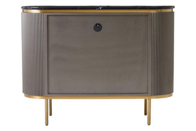 Orsina Dervio Grey 2-Door Sideboard with Black Marble Top & Fluting