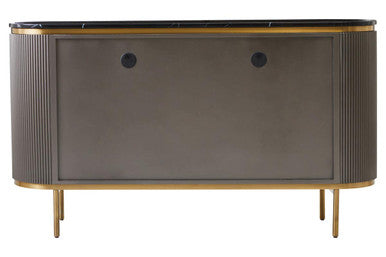 Orsina Dervio Grey 4-Door Sideboard | Black Marble Top & Gold Legs