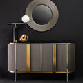 Orsina Dervio Grey 4-Door Sideboard | Black Marble Top & Gold Legs