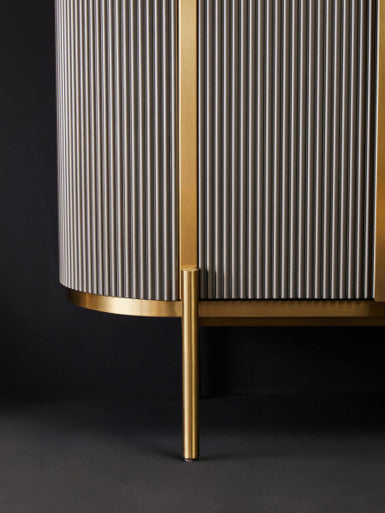Orsina Dervio Grey 4-Door Sideboard | Black Marble Top & Gold Legs