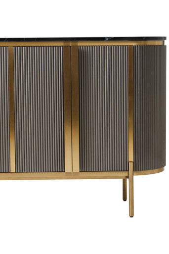 Orsina Dervio Grey 4-Door Sideboard | Black Marble Top & Gold Legs