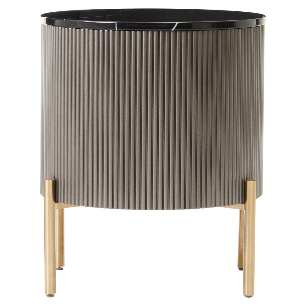 Orsina Dervio Grey 2-Drawer Chest | Fluted Marble Top Bedside Table