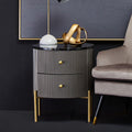 Orsina Dervio Grey 2-Drawer Chest | Fluted Marble Top Bedside Table