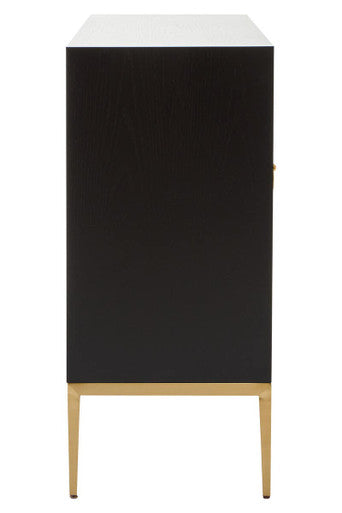 Orsina Deruta Grey Shagreen 4-Door Sideboard | Gold Metal Legs