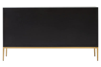 Orsina Deruta Grey Shagreen 4-Door Sideboard | Gold Metal Legs