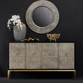 Orsina Deruta Grey Shagreen 4-Door Sideboard | Gold Metal Legs