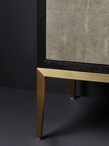 Orsina Deruta Grey Shagreen 4-Door Sideboard | Gold Metal Legs