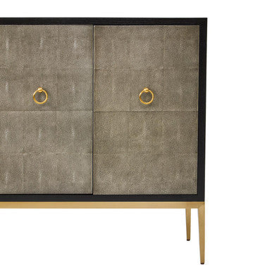 Orsina Deruta Grey Shagreen 4-Door Sideboard | Gold Metal Legs