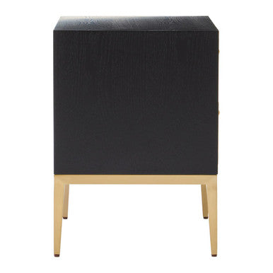 Orsina Deruta Grey Shagreen 2-Drawer Side Table with Gold Legs