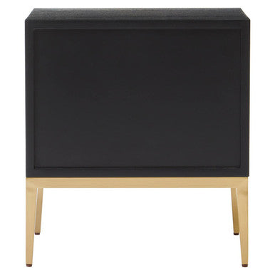 Orsina Deruta Grey Shagreen 2-Drawer Side Table with Gold Legs
