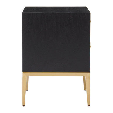 Orsina Deruta Grey Shagreen 2-Drawer Side Table with Gold Legs