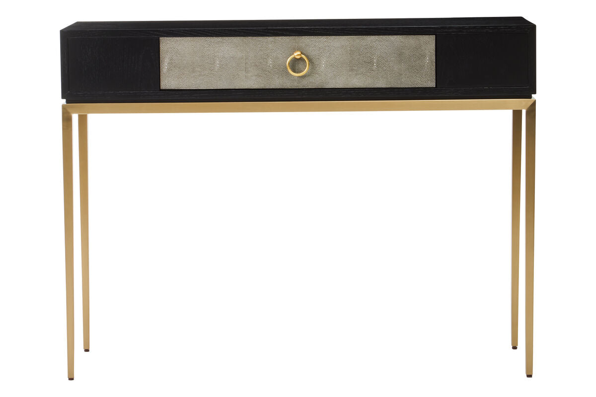 Orsina Deruta Shagreen Console Table with Gold Legs and Drawer