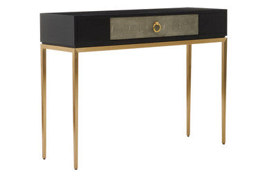Orsina Deruta Shagreen Console Table with Gold Legs and Drawer