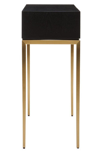 Orsina Deruta Shagreen Console Table with Gold Legs and Drawer
