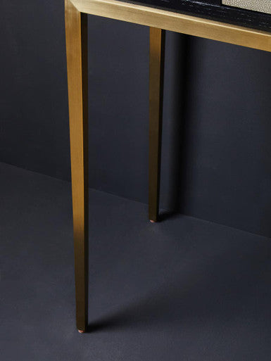 Orsina Deruta Shagreen Console Table with Gold Legs and Drawer