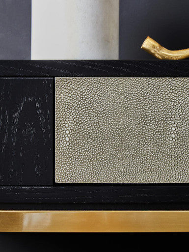 Orsina Deruta Shagreen Console Table with Gold Legs and Drawer