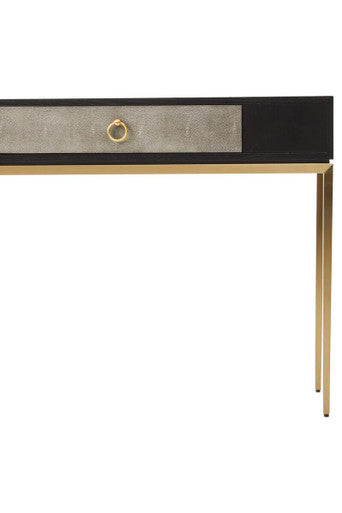 Orsina Deruta Shagreen Console Table with Gold Legs and Drawer