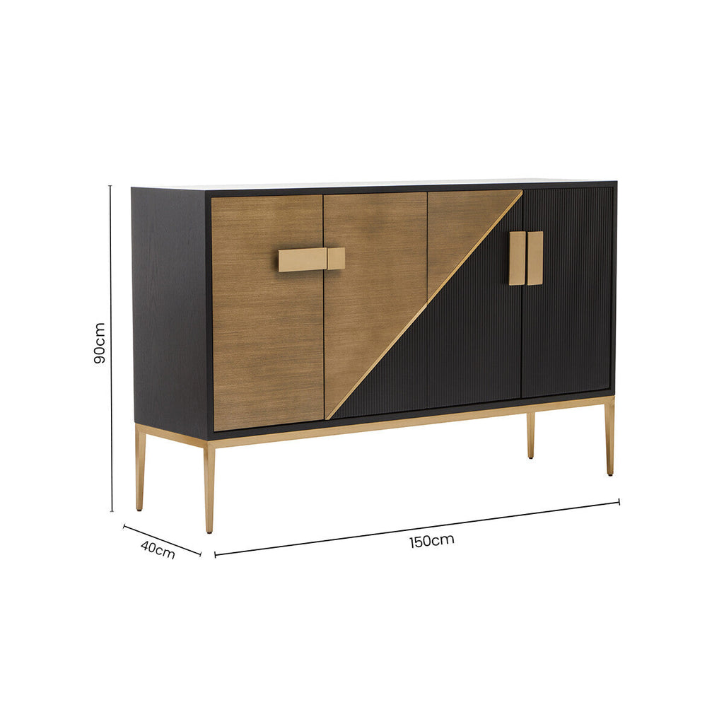 Orsina Davoli Black and Grey Sideboard – Modern Oak Veneer Buffet