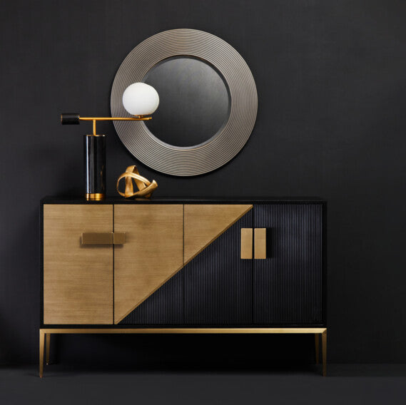 Orsina Davoli Black and Grey Sideboard – Modern Oak Veneer Buffet