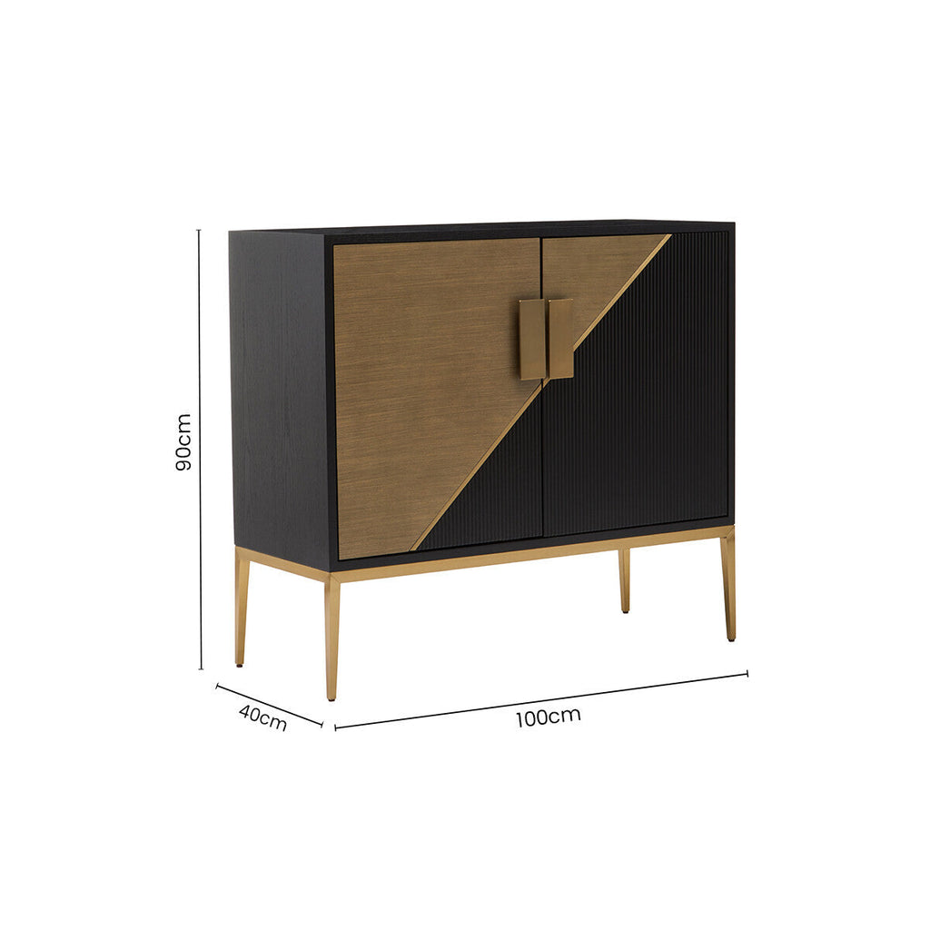 Orsina Davoli Black and Gold Two Door Sideboard | Modern Buffet Cabinet