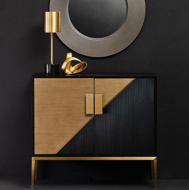 Orsina Davoli Black and Gold Two Door Sideboard | Modern Buffet Cabinet