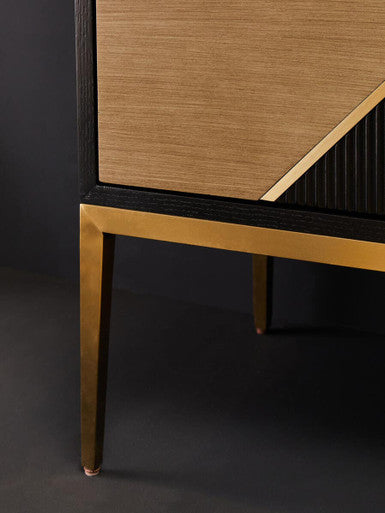 Orsina Davoli Black and Gold Two Door Sideboard | Modern Buffet Cabinet