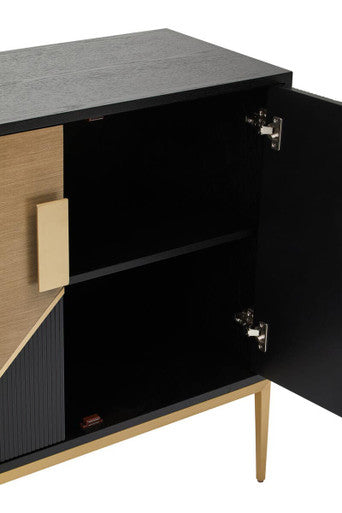 Orsina Davoli Black and Gold Two Door Sideboard | Modern Buffet Cabinet