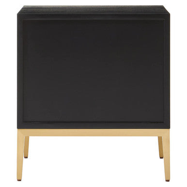 Orsina Davoli 2-Drawer Side Table – Black and Gold Modern Nightstand