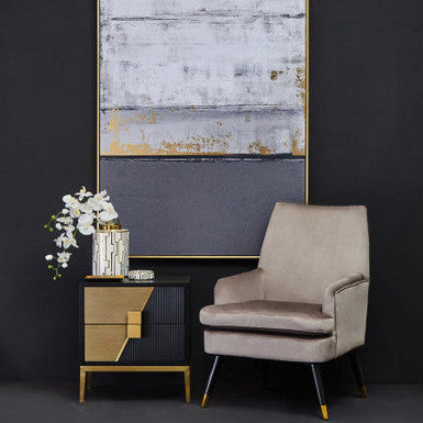 Orsina Davoli 2-Drawer Side Table – Black and Gold Modern Nightstand