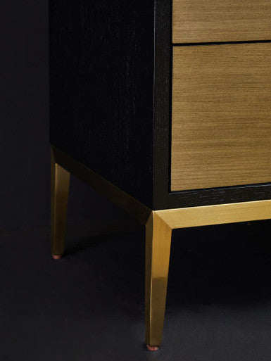 Orsina Davoli 2-Drawer Side Table – Black and Gold Modern Nightstand